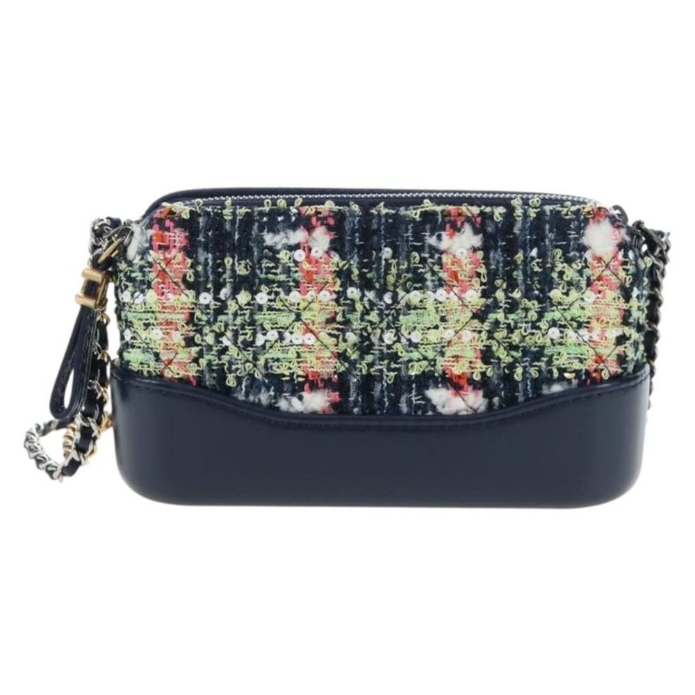 Chanel Gabrielle Quilted Tweed Navy Tweed Backpack Bag